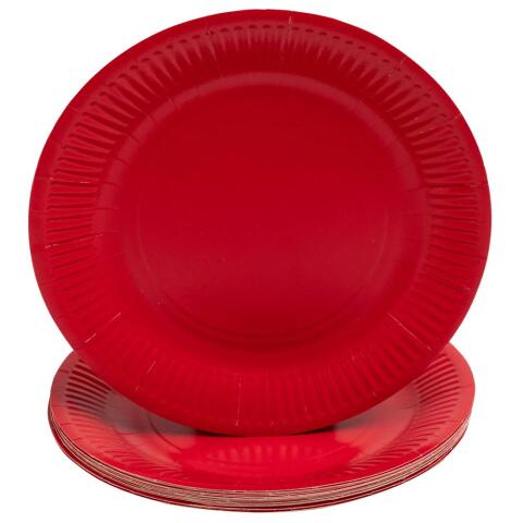 Platos de cartón sin plástico - Ø 23 cm - Rojo