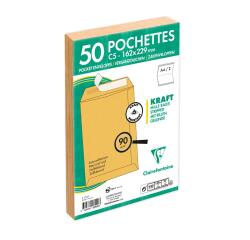 Paquet de 50 Pochettes Kraft Milleraies Brun C5-162x229 mm - Auto-Adhésives - 90g/m2 - Brun