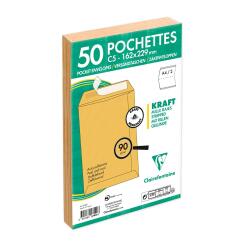 Paquet de 50 Pochettes Kraft Milleraies Brun C5-162x229 mm - Auto-Adhésives - 90g/m2 - Brun