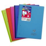 Bloc de cours agrafé grand côté Koverbook A4+ 160 pages détachables perforé 4 trous petits carreaux + marge couverture polypropylène transparent - Assortis
