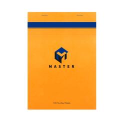 Bloc de bureau Master agrafé en-tête A5 100 feuilles petits carreaux 70 g - Orange