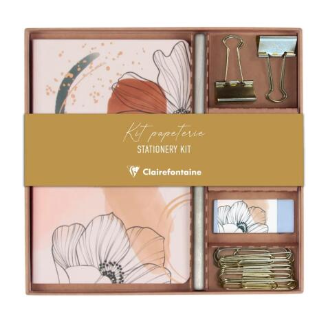 Evanescence, Kit de papeterie contenant un carnet 11x17 cm 64 pages lignées, un crayon de papier, 2 pinces doubles-clip, 10 trombones et une gomme