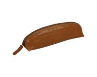 Trousse en cuir glacé Cognac Flying Spirit Triangulaire 18x4x4cm - Cognac