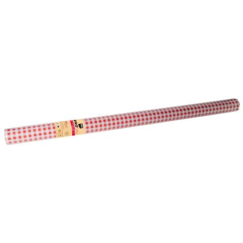 Rollo de mantel - Papel damasco - Blanco 25x1,18m - Vichy rojo