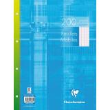 Feuillets mobiles sous film 24x32 cm 200 pages perforées 4 trous grands carreaux