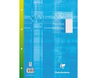 Feuillets mobiles sous film 24x32 cm 200 pages perforées 4 trous grands carreaux