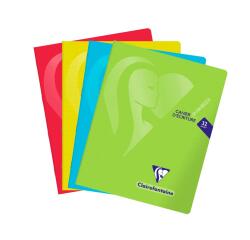 Cahier piqué Mimesys 17x22cm 32 pages double ligne 3mm + interligne + marge Couleur aléatoire - Assortis