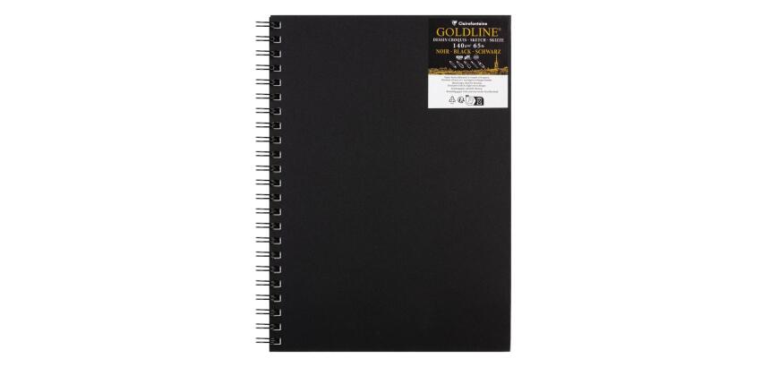 Goldline carnet spiralé 50F A4 140g portrait - Noir