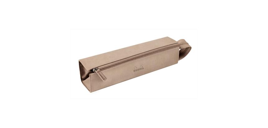 Rhodiarama trousse plumier simili cuir italien 23x5x5 cm - Beige