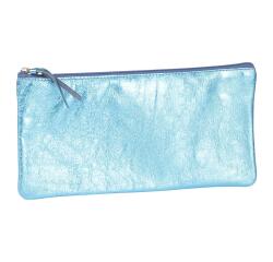 MIROR CUIR Trousse plate 22x11 cm Miror Turquoise