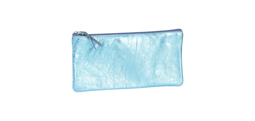 MIROR CUIR Trousse plate 22x11 cm Miror Turquoise