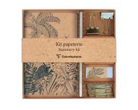 Le cerisier blanc, Kit de papeterie contenant un carnet 11x17 cm 64 pages lignées, un crayon de papier, 2 pinces doubles-clip, 10 trombones et une gomme