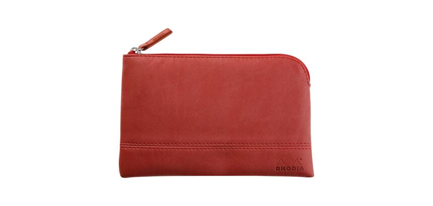 Rhodiarama pochette zippée en simili cuir - taille S (11x17 cm) - Nacarat