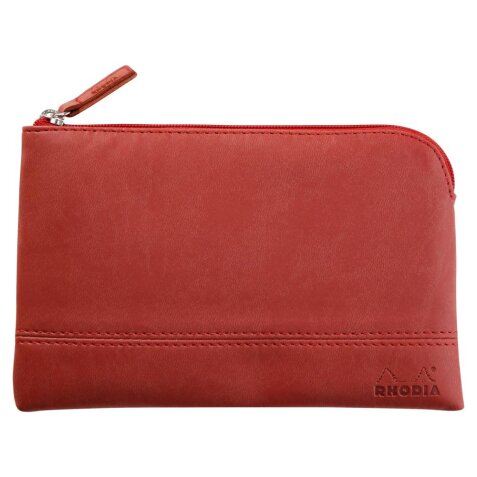 Rhodiarama pochette zippée en simili cuir - taille S (11x17 cm) - Nacarat