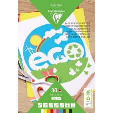 PAPIER COULEUR RECYCLÉ, Bloc de 30 feuilles 120g/m2 au format 29,7x42cm - Assortiment