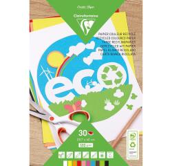PAPIER COULEUR RECYCLÉ, Bloc de 30 feuilles 120g/m2 au format 29,7x42cm - Assortiment
