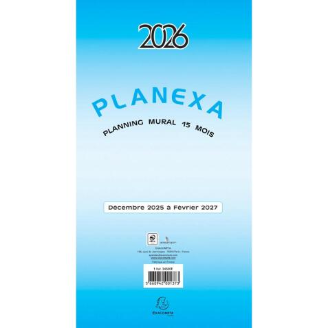 Planexa 5 volets - 18x33 cm - Décembre 2025 à février 2027