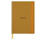 Rhodiarama softcover notitieboek A5, 80 blad gelijnd ivoorkleurig papier van 90g, sluiting met elastiek - Goud