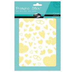 Phospho' Stick, Sach 2 pl 14,8x21cm, Coeurs - Jaune fluo