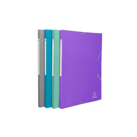 TEKSTO Elasticated 3 Flap Folder Cardbrd A4, Assorted - Assorted colours