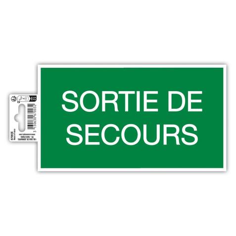 Panneau PVC adhésif antidérapant Issue de Secours 20x11 cm - Vert