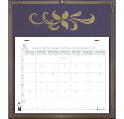 Calendrier mensuel EasyCal Skytos avec feuillets détachables 24 x 18 cm sur support plaque imprimée 27,5 x 30,5 cm 2026 - Couleurs assorties