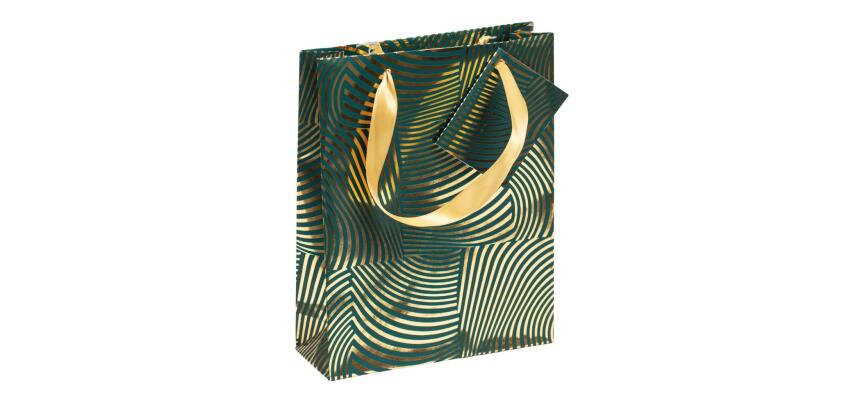 Premium sac moyen géo or/vert, 17x6x22 cm - Vert