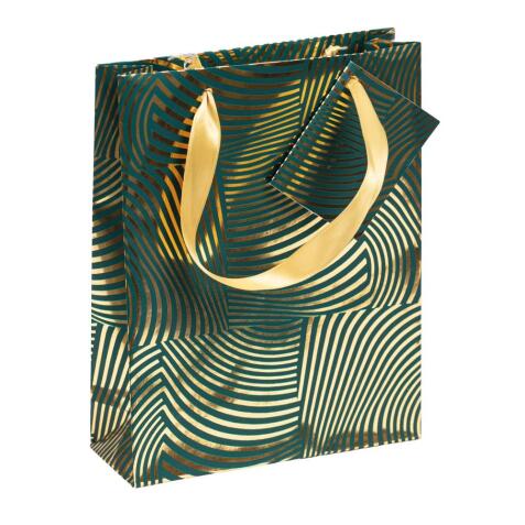 Premium sac moyen géo or/vert, 17x6x22 cm - Vert