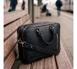 Exactive leather Laptop Double Bag black - Black