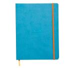 Rhodiarama carnet souple 19x25 cm 160 pages ligné papier ivoire 90g fermeture élastique - Turquoise