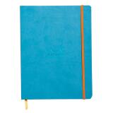 Rhodiarama carnet souple 19x25 cm 160 pages ligné papier ivoire 90g fermeture élastique - Turquoise