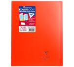 Cahier piqué Koverbook 24x32cm 48 pages grands carreaux couverture polypropylène transparent - Rouge