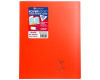 Cahier piqué Koverbook 24x32cm 48 pages grands carreaux couverture polypropylène transparent - Rouge