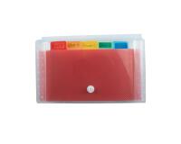 Cartella a soffietti espandibili Crystal Colours polipropilene zigrinato 6 scomparti - 11x18cm - Cristallo