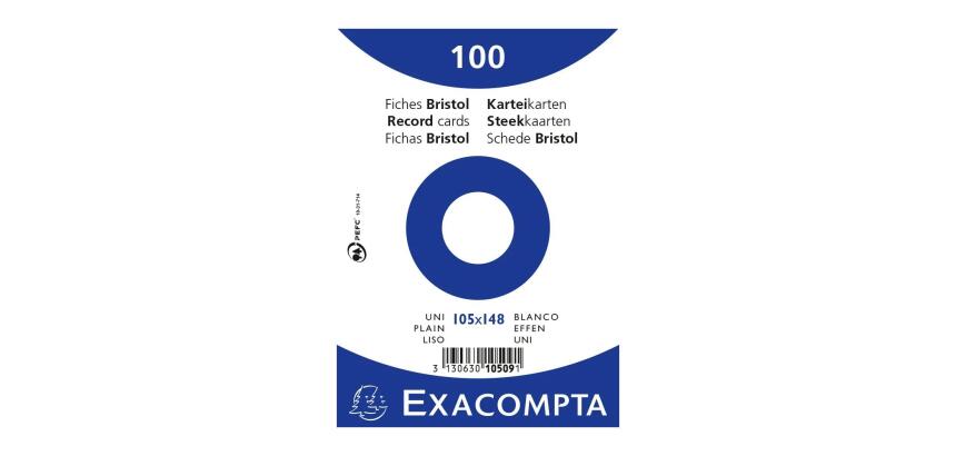 Confezione 100 cartoncini bristol formato sotto film senza righe non perforati 105x148mm - Bianco