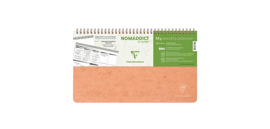 My.weekly.planner Age Bag cahier reliure intégrale en-tête 29,7x17 cm 120 pages détachables Semainier de bureau non daté et réglure DOT au verso - Tabac
