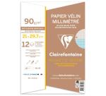 Vélin Millimétré pochette 12F A4 90g (perforation 4 trous)