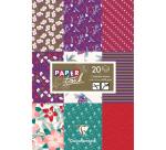 PAPIERS IMPRIMÉS, Bloc de 20 feuilles 200g/m2 au format 14,8x21cm - Hiver floral - Multicolore