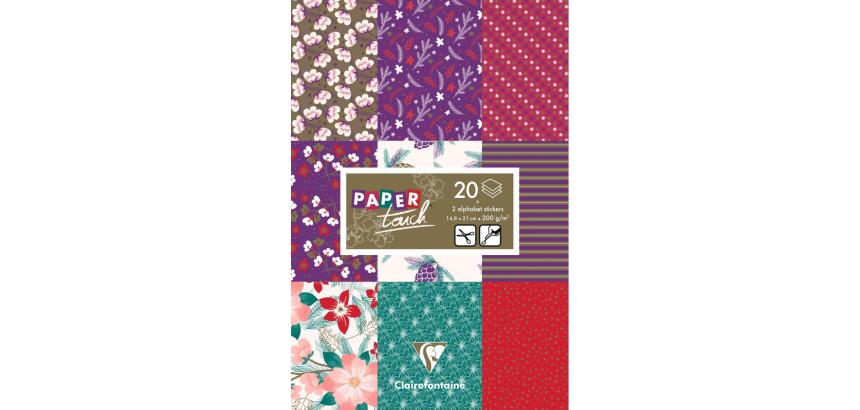 PAPIERS IMPRIMÉS, Bloc de 20 feuilles 200g/m2 au format 14,8x21cm - Hiver floral - Multicolore