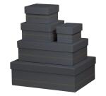 Rhodiarama set 5 boîtes gigognes simili cuir italien 44x34x16 cm - Titane