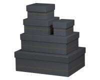 Rhodiarama set 5 boîtes gigognes simili cuir italien 44x34x16 cm - Titane