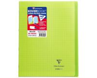 Cahier piqué Koverbook 24x32cm 48 pages grands carreaux couverture polypropylène transparent - Vert