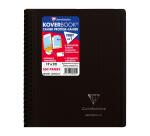 Cahier reliure intégrale enveloppante Koverbook 17x22cm 160 pages grands carreaux couverture polypropylène transparent - Assortis