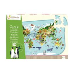 Puzzle éducatif, Planisphère - Multicolore