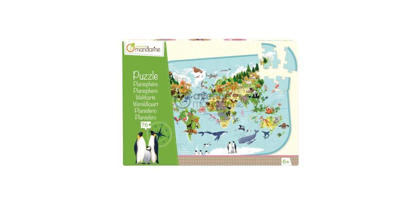Puzzle éducatif, Planisphère - Multicolore
