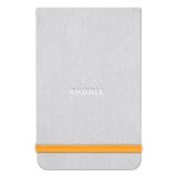 Rhodiarama Webnotepad rembordé rigide 9x14 cm 192 pages ligné microperforé papier ivoire 90g fermeture élastique - Argent