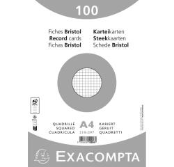 Confezione 100 cartoncini bristol sotto film bianco a quadretti 5x5 non perforati 210x297mm - Bianco