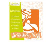 Set de 6 pochoirs enfants, Princesses - Orange
