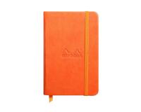 Rhodiarama carnet rembordé rigide 9x14 cm 192 pages uni papier ivoire 90g fermeture élastique - Tangerine