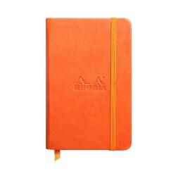 Rhodiarama carnet rembordé rigide 9x14 cm 192 pages uni papier ivoire 90g fermeture élastique - Tangerine